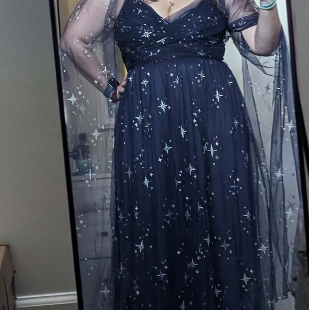 [NWT] [HTF] [LE] ACOTAR Feyre Archeron Starfall Dress plus size 16 navy silver